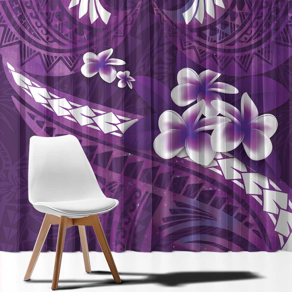 Purple Polynesia Window Curtain Tribal Pattern Tropical Frangipani LT14 - Polynesian Pride