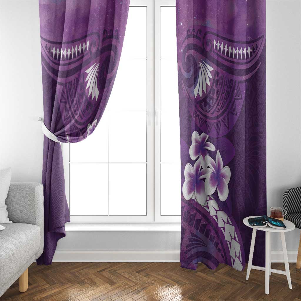 Purple Polynesia Window Curtain Tribal Pattern Tropical Frangipani LT14 - Polynesian Pride