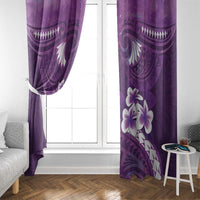Purple Polynesia Window Curtain Tribal Pattern Tropical Frangipani LT14 - Polynesian Pride