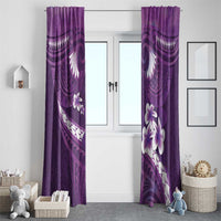 Purple Polynesia Window Curtain Tribal Pattern Tropical Frangipani LT14 - Polynesian Pride