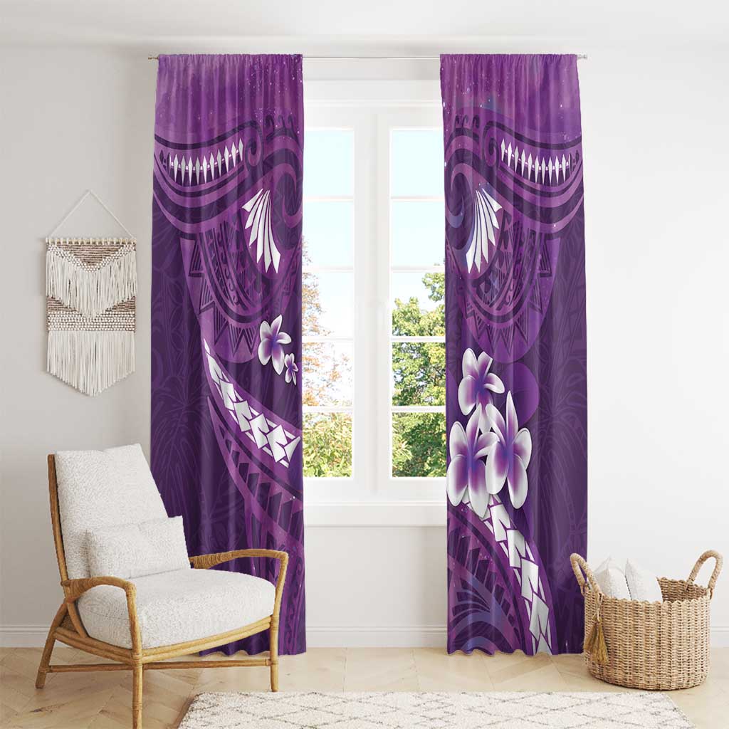 Purple Polynesia Window Curtain Tribal Pattern Tropical Frangipani LT14 - Polynesian Pride
