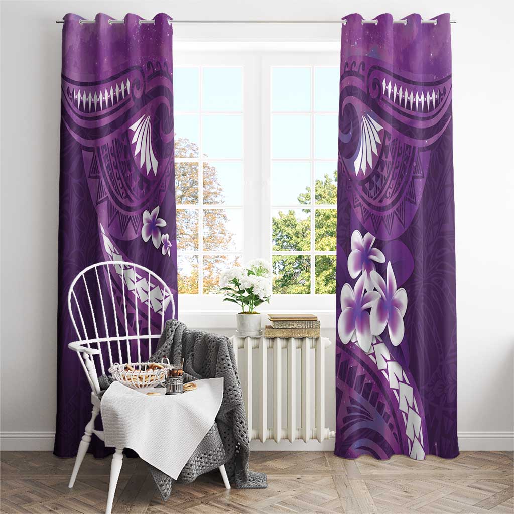 Purple Polynesia Window Curtain Tribal Pattern Tropical Frangipani LT14 - Polynesian Pride