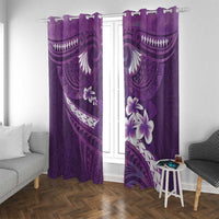 Purple Polynesia Window Curtain Tribal Pattern Tropical Frangipani LT14 With Grommets Purple - Polynesian Pride