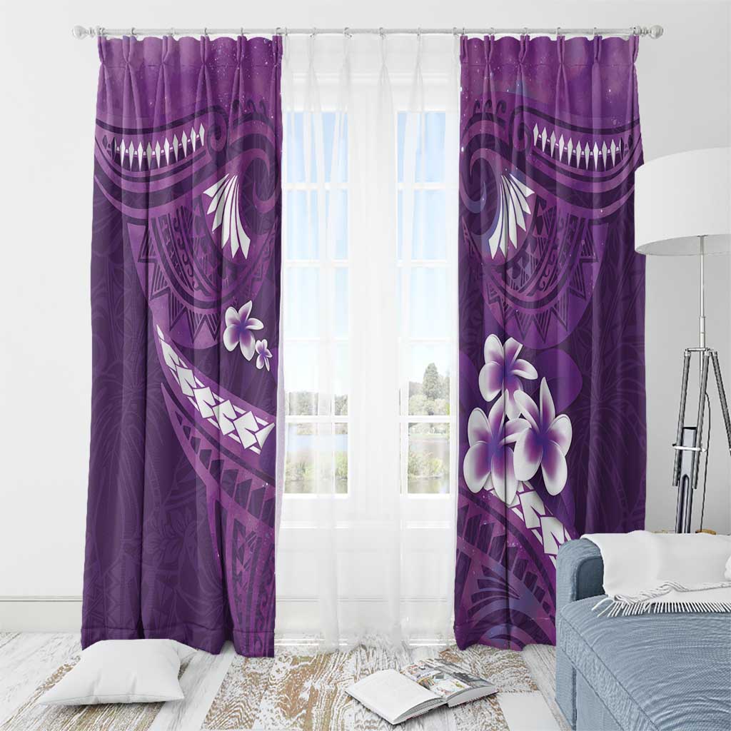 Purple Polynesia Window Curtain Tribal Pattern Tropical Frangipani LT14 - Polynesian Pride