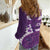 Purple Polynesia Women Casual Shirt Tribal Pattern Tropical Frangipani