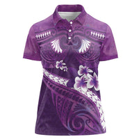 Purple Polynesia Women Polo Shirt Tribal Pattern Tropical Frangipani LT14 Female Purple - Polynesian Pride