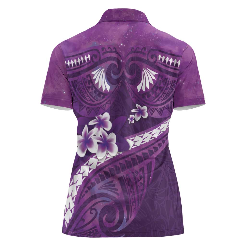 Purple Polynesia Women Polo Shirt Tribal Pattern Tropical Frangipani LT14 - Polynesian Pride