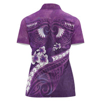 Purple Polynesia Women Polo Shirt Tribal Pattern Tropical Frangipani LT14 - Polynesian Pride
