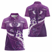 Purple Polynesia Women Polo Shirt Tribal Pattern Tropical Frangipani LT14 - Polynesian Pride