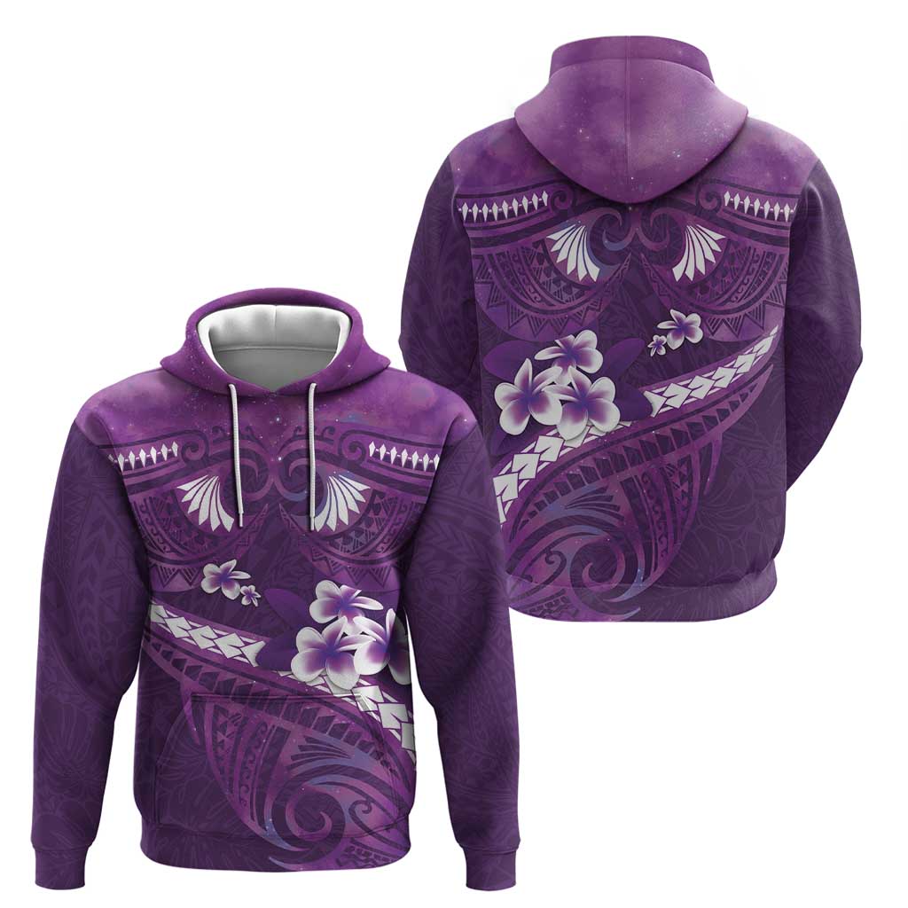 Purple Polynesia Zip Hoodie Tribal Pattern Tropical Frangipani LT14 - Polynesian Pride