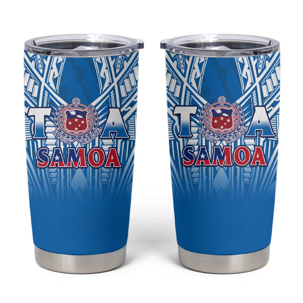 Samoa Rugby Tumbler Cup Toa Samoa Polynesian Pacific Blue Version LT14 Blue - Polynesian Pride