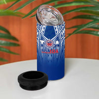 Samoa Rugby 4 in 1 Can Cooler Tumbler Toa Samoa Polynesian Pacific Navy Version LT14 - Polynesian Pride