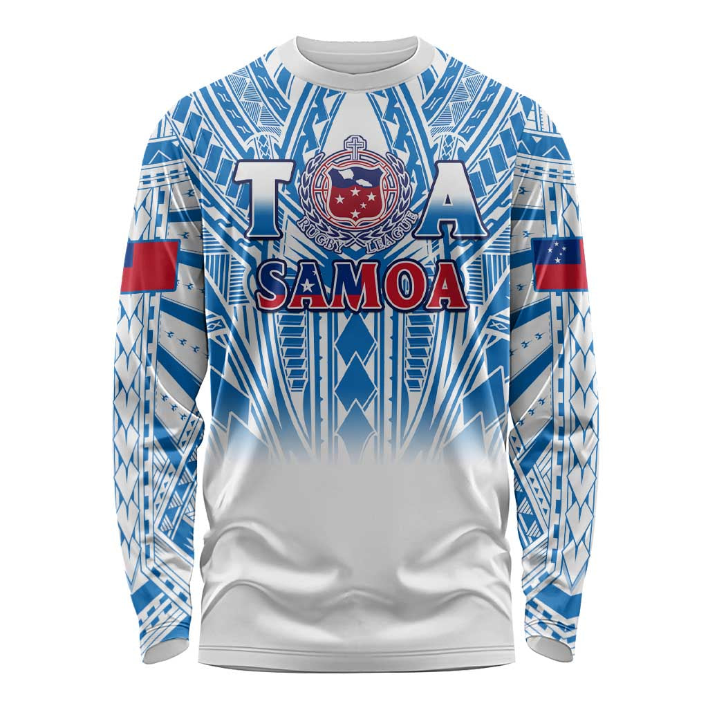 Samoa Rugby Long Sleeve Shirt Toa Samoa Polynesian Pacific White Version LT14 Unisex White - Polynesian Pride