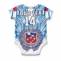 Custom Samoa Rugby Baby Onesie Toa Samoa Polynesian Pacific White Version LT14 - Polynesian Pride