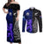 Personalised New Zealand and Scotland Rugby Couples Matching Off Shoulder Maxi Dress and Long Sleeve Button Shirts All Black Maori With Thistle Together LT14 Black - Polynesian Pride