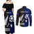 Personalised New Zealand and Scotland Rugby Couples Matching Off Shoulder Maxi Dress and Long Sleeve Button Shirts All Black Maori With Thistle Together LT14 - Polynesian Pride