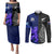 Personalised New Zealand and Scotland Rugby Couples Matching Puletasi Dress and Long Sleeve Button Shirts All Black Maori With Thistle Together LT14 Black - Polynesian Pride