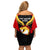 Papua New Guinea Rugby Off Shoulder Short Dress Port Moresby Vipers PNG Polynesian Pattern LT14 - Polynesian Pride