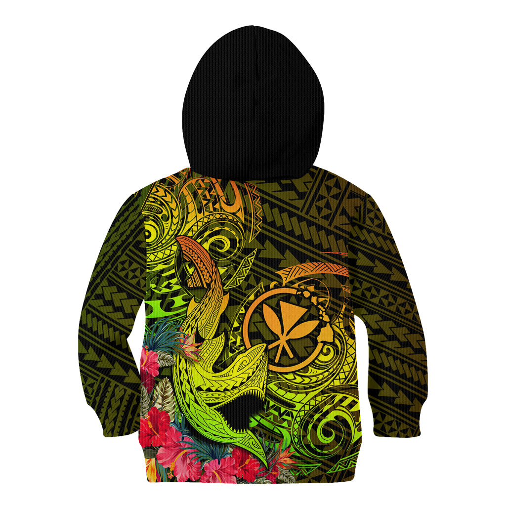 Hawaii Kid Hoodie Kanaka Map With Polynesian Shark Tattoo Reggae Unique LT14 - Polynesian Pride