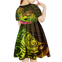 Hawaii Kid Short Sleeve Dress Kanaka Map With Polynesian Shark Tattoo Reggae Unique LT14 - Polynesian Pride
