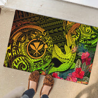 Hawaii Rubber Doormat Kanaka Map With Polynesian Shark Tattoo Reggae Unique LT14 - Polynesian Pride
