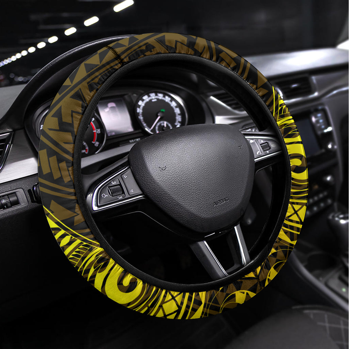 Hawaii Steering Wheel Cover Kanaka Map With Polynesian Shark Tattoo Reggae Unique LT14 Universal Fit Reggae - Polynesian Pride