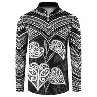 Black New Zealand Kawakawa Maori Ngaru Button Sweatshirt LT14 Black - Polynesian Pride
