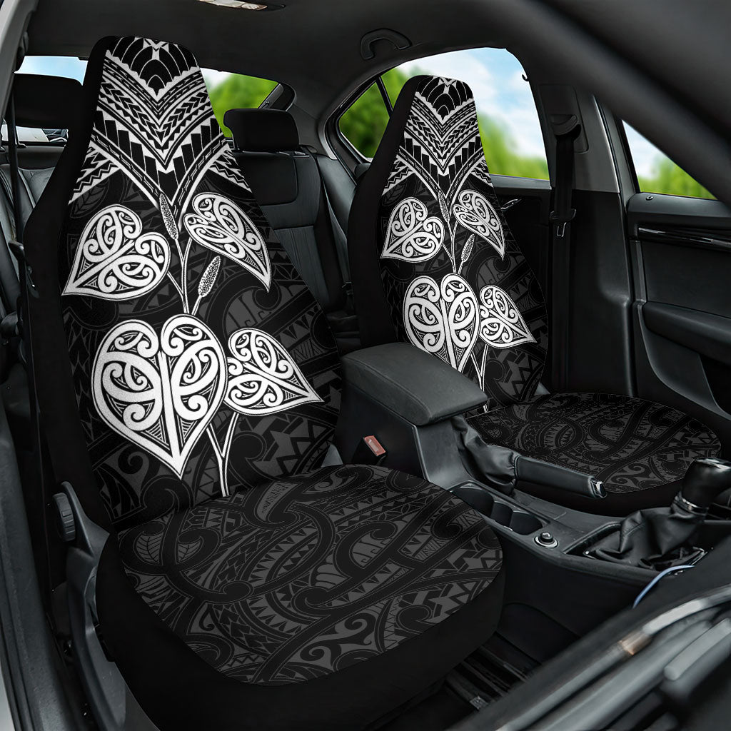Black New Zealand Kawakawa Maori Ngaru Car Seat Cover LT14 One Size Black - Polynesian Pride