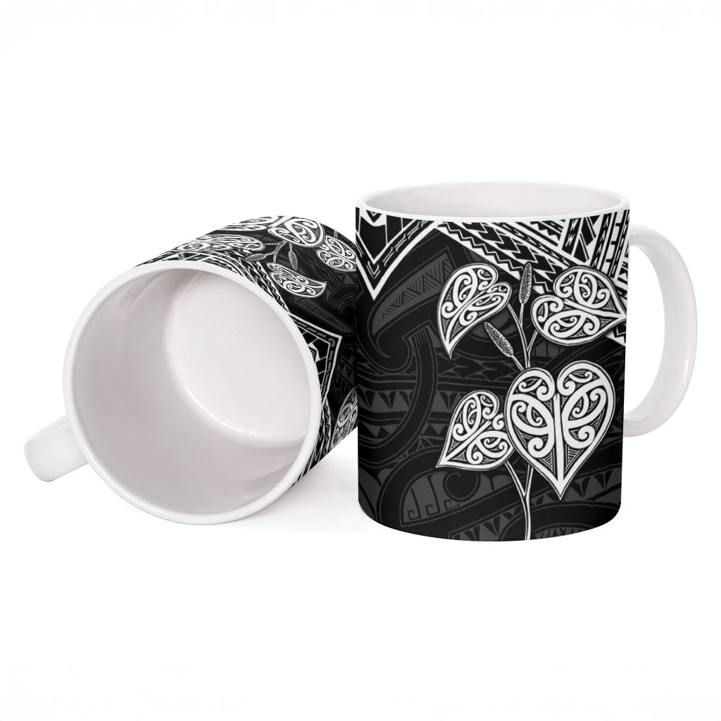 Black New Zealand Kawakawa Maori Ngaru Ceramic Mug