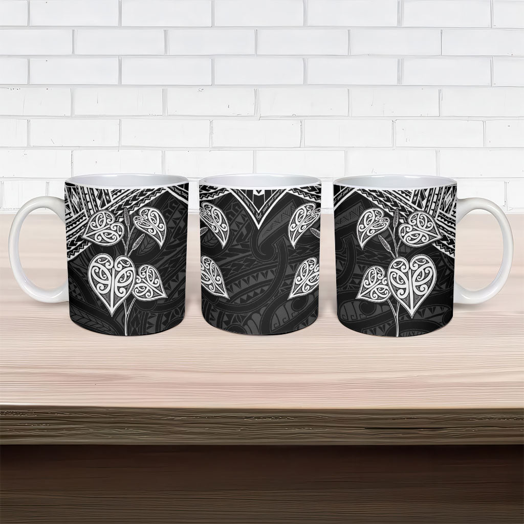 Black New Zealand Kawakawa Maori Ngaru Ceramic Mug
