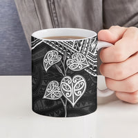 Black New Zealand Kawakawa Maori Ngaru Ceramic Mug