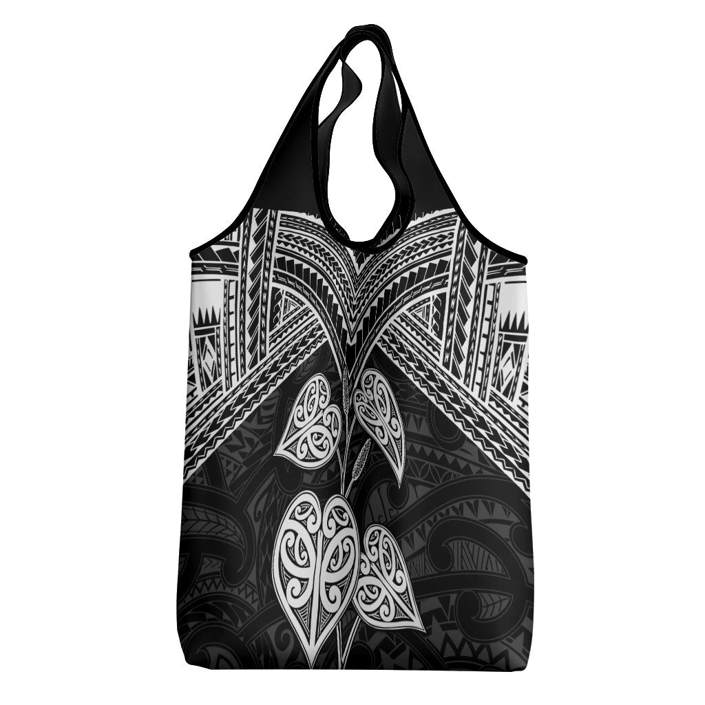 Black New Zealand Kawakawa Maori Ngaru Grocery Bag LT14 - Polynesian Pride
