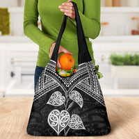 Black New Zealand Kawakawa Maori Ngaru Grocery Bag LT14 - Polynesian Pride