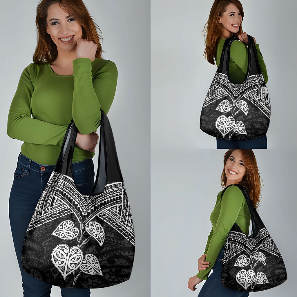Black New Zealand Kawakawa Maori Ngaru Grocery Bag LT14 - Polynesian Pride