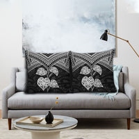 Black New Zealand Kawakawa Maori Ngaru Pillow Cover LT14 - Polynesian Pride