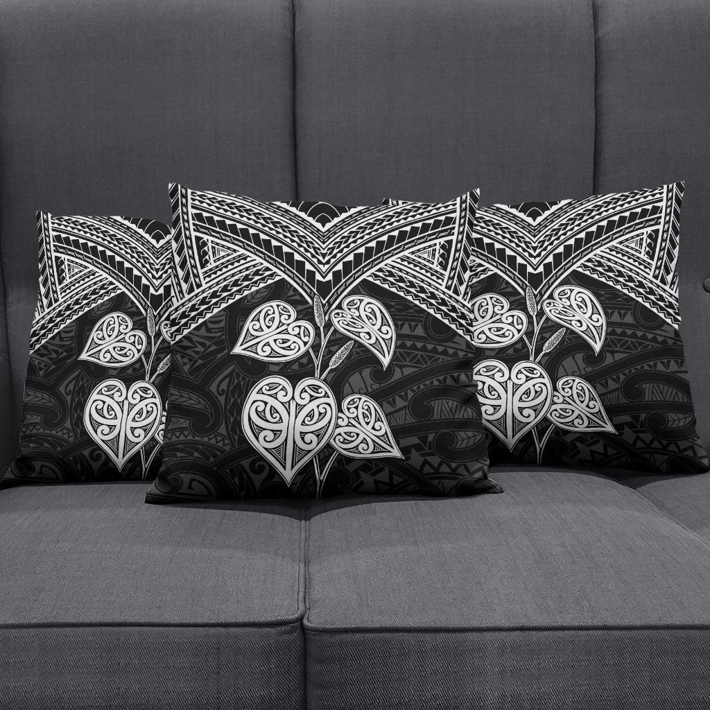 Black New Zealand Kawakawa Maori Ngaru Pillow Cover LT14 - Polynesian Pride