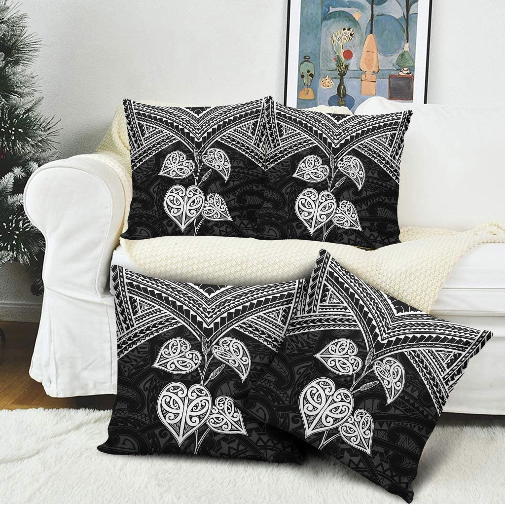 Black New Zealand Kawakawa Maori Ngaru Pillow Cover LT14 - Polynesian Pride
