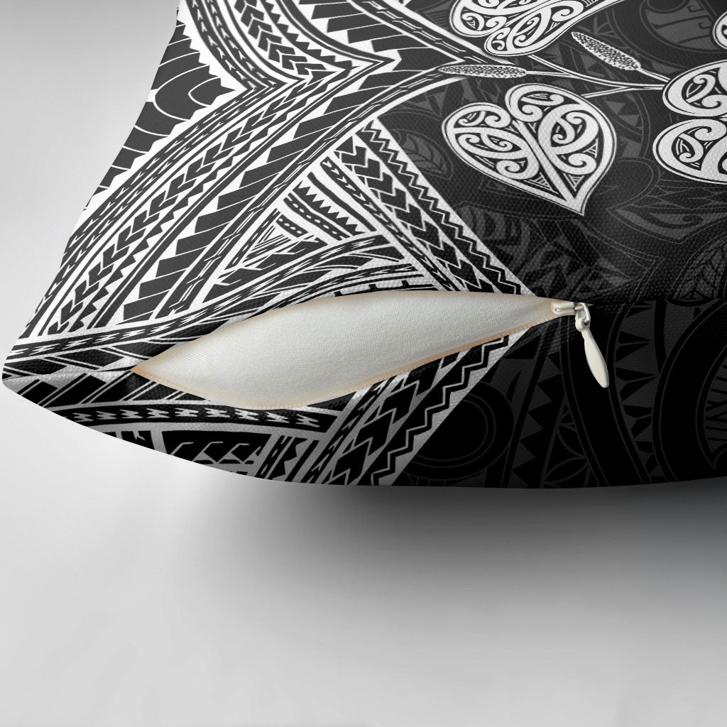 Black New Zealand Kawakawa Maori Ngaru Pillow Cover LT14 - Polynesian Pride