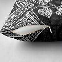 Black New Zealand Kawakawa Maori Ngaru Pillow Cover LT14 - Polynesian Pride