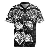 Black New Zealand Kawakawa Maori Ngaru Rugby Jersey LT14 Black - Polynesian Pride