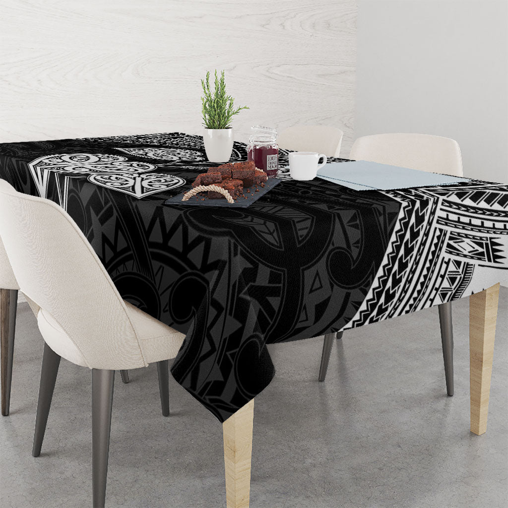 Black New Zealand Kawakawa Maori Ngaru Tablecloth