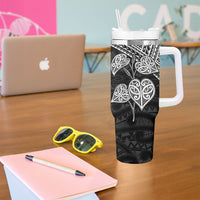Black New Zealand Kawakawa Maori Ngaru Tumbler With Handle LT14 - Polynesian Pride
