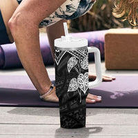 Black New Zealand Kawakawa Maori Ngaru Tumbler With Handle LT14 - Polynesian Pride