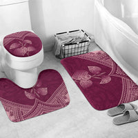 Burgundy New Zealand Kawakawa Maori Ngaru Bathroom Set LT14 Mat Set Only (3 pcs) One Size Burgundy - Polynesian Pride