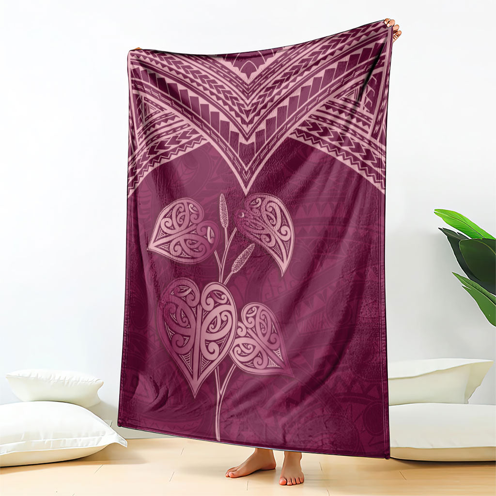 Burgundy New Zealand Kawakawa Maori Ngaru Blanket LT14 - Polynesian Pride
