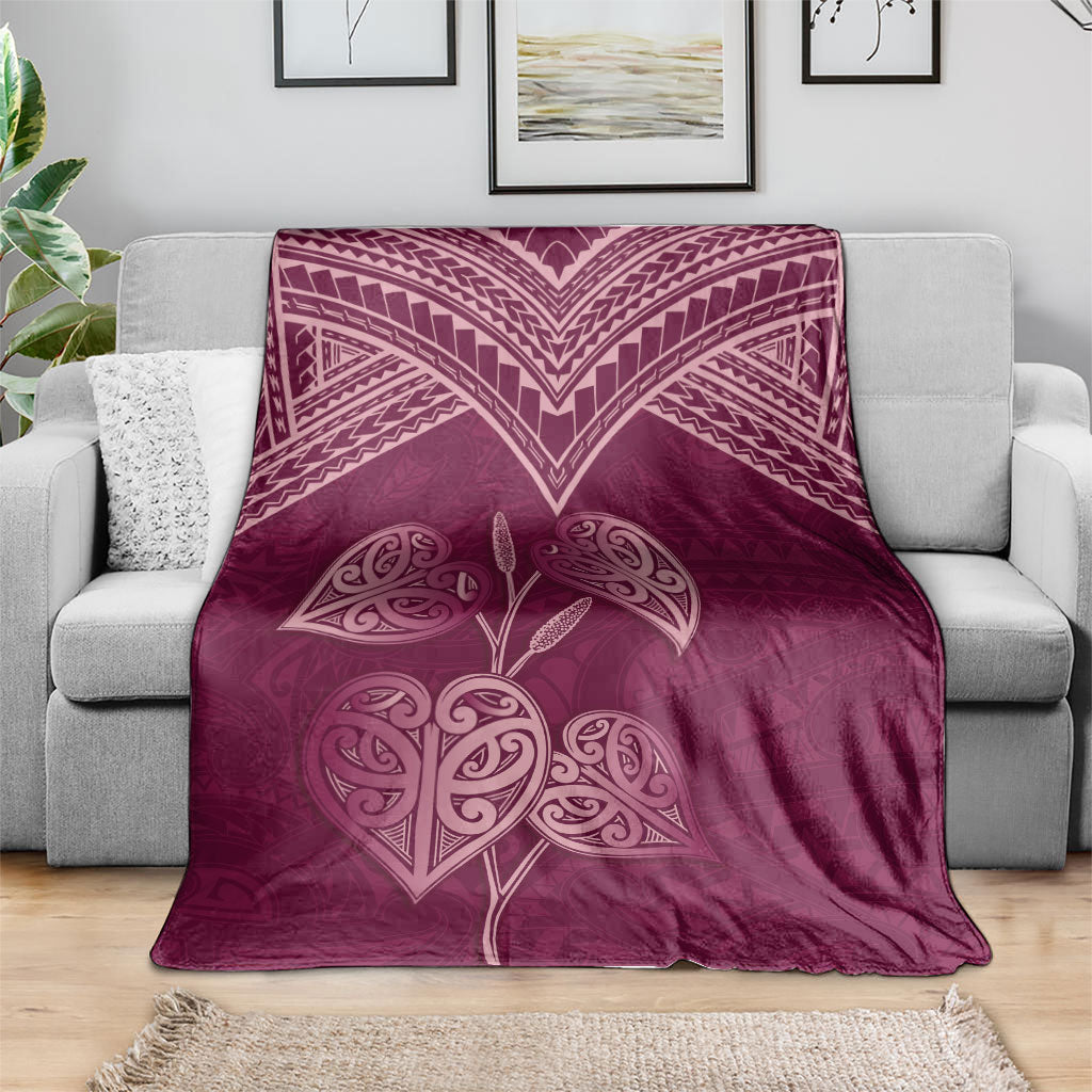 Burgundy New Zealand Kawakawa Maori Ngaru Blanket LT14 - Polynesian Pride