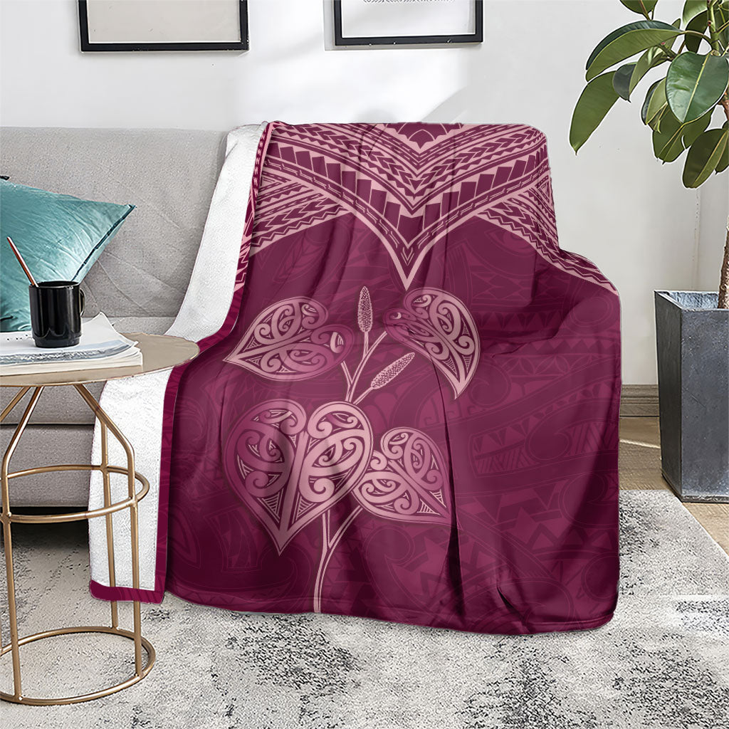 Burgundy New Zealand Kawakawa Maori Ngaru Blanket LT14 - Polynesian Pride