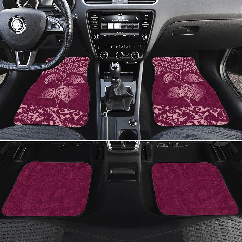 Burgundy New Zealand Kawakawa Maori Ngaru Car Mats LT14 Set 4pcs Burgundy - Polynesian Pride