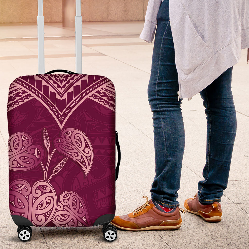 Burgundy New Zealand Kawakawa Maori Ngaru Luggage Cover LT14 Burgundy - Polynesian Pride