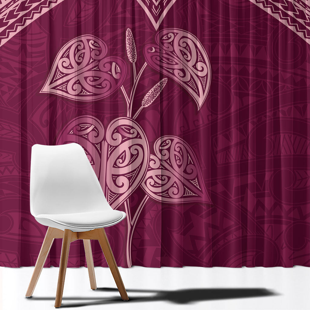 Burgundy New Zealand Kawakawa Maori Ngaru Window Curtain LT14 - Polynesian Pride